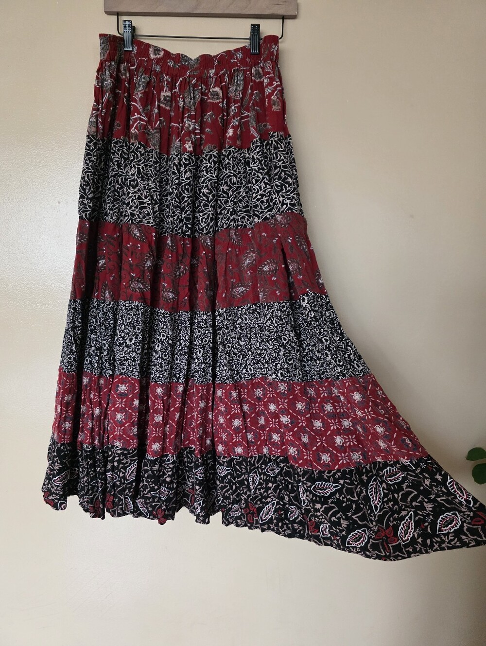 VTG St Johns Bay Patchwork Tiered Maxi Skirt 18W Boho Prairie Whimsigoth Cottage
